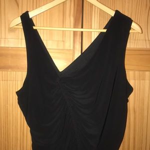 Ashley Stewart Black Ruched Asymmetrical Dress